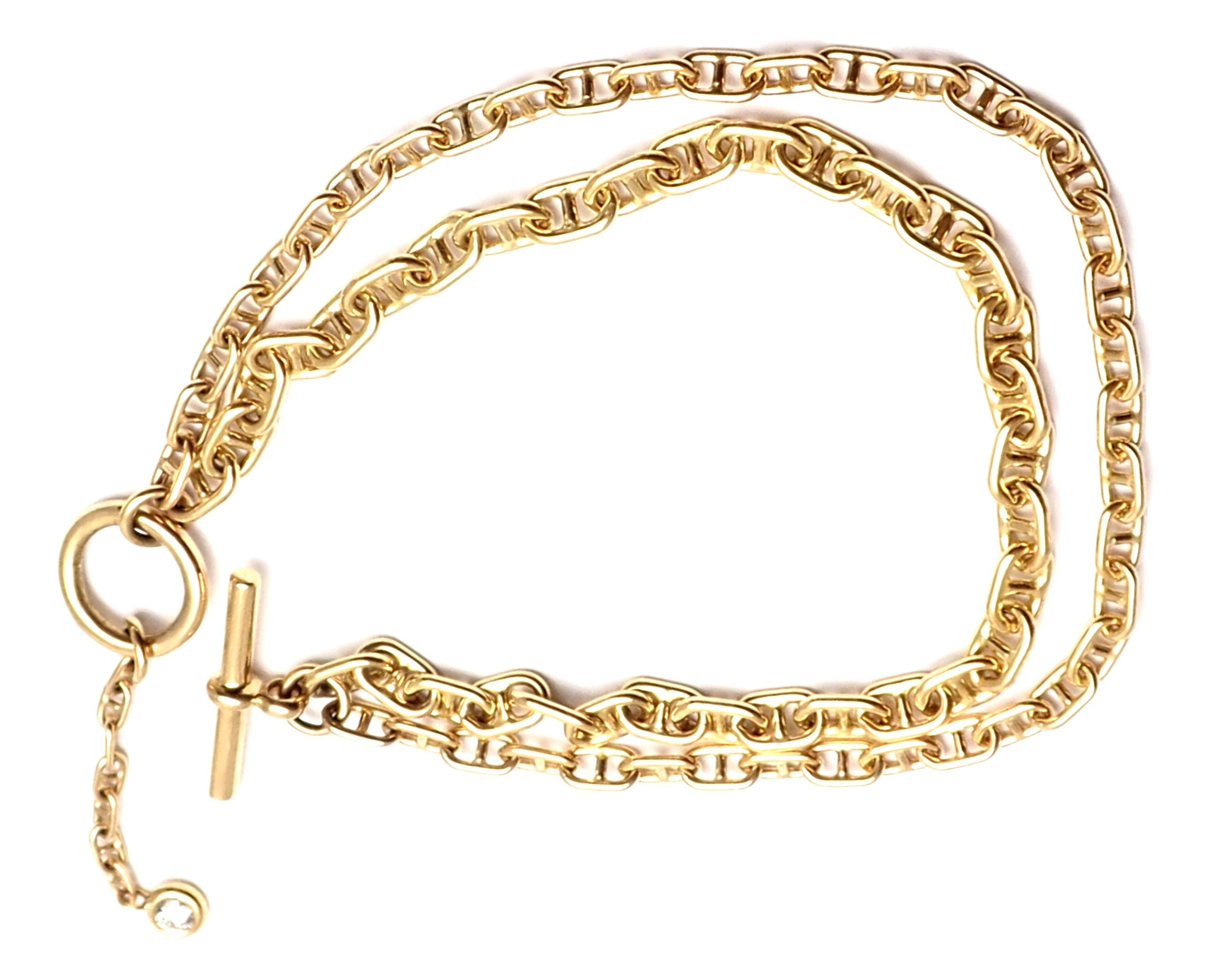 Hermes Chaine d'Ancre Enchainee Diamond Yellow Gold Double Link Toggle Bracelet 1