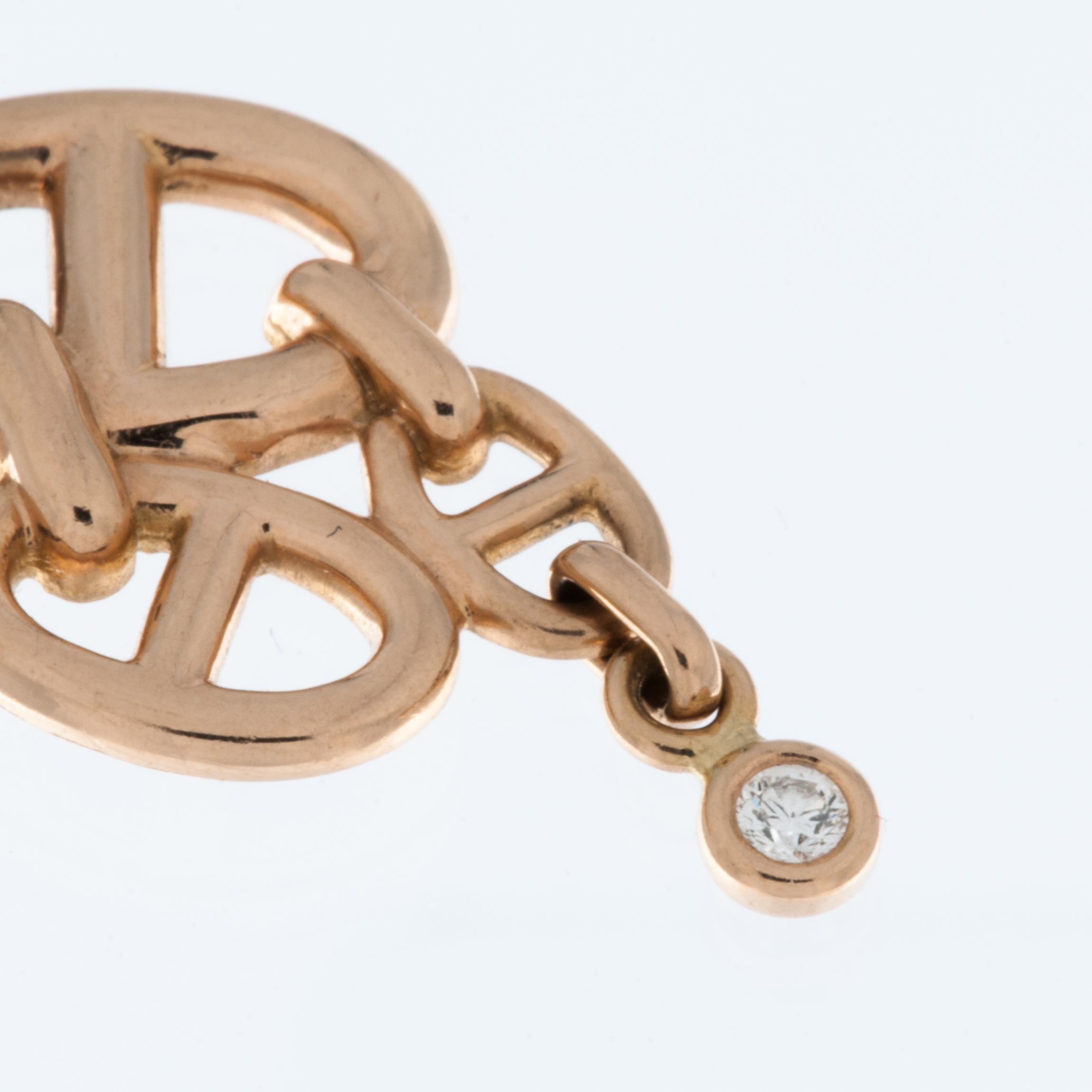 Hermes Chaine d'Ancre Pendentif Enchainee Or Rose 18 carats Unisexe en vente