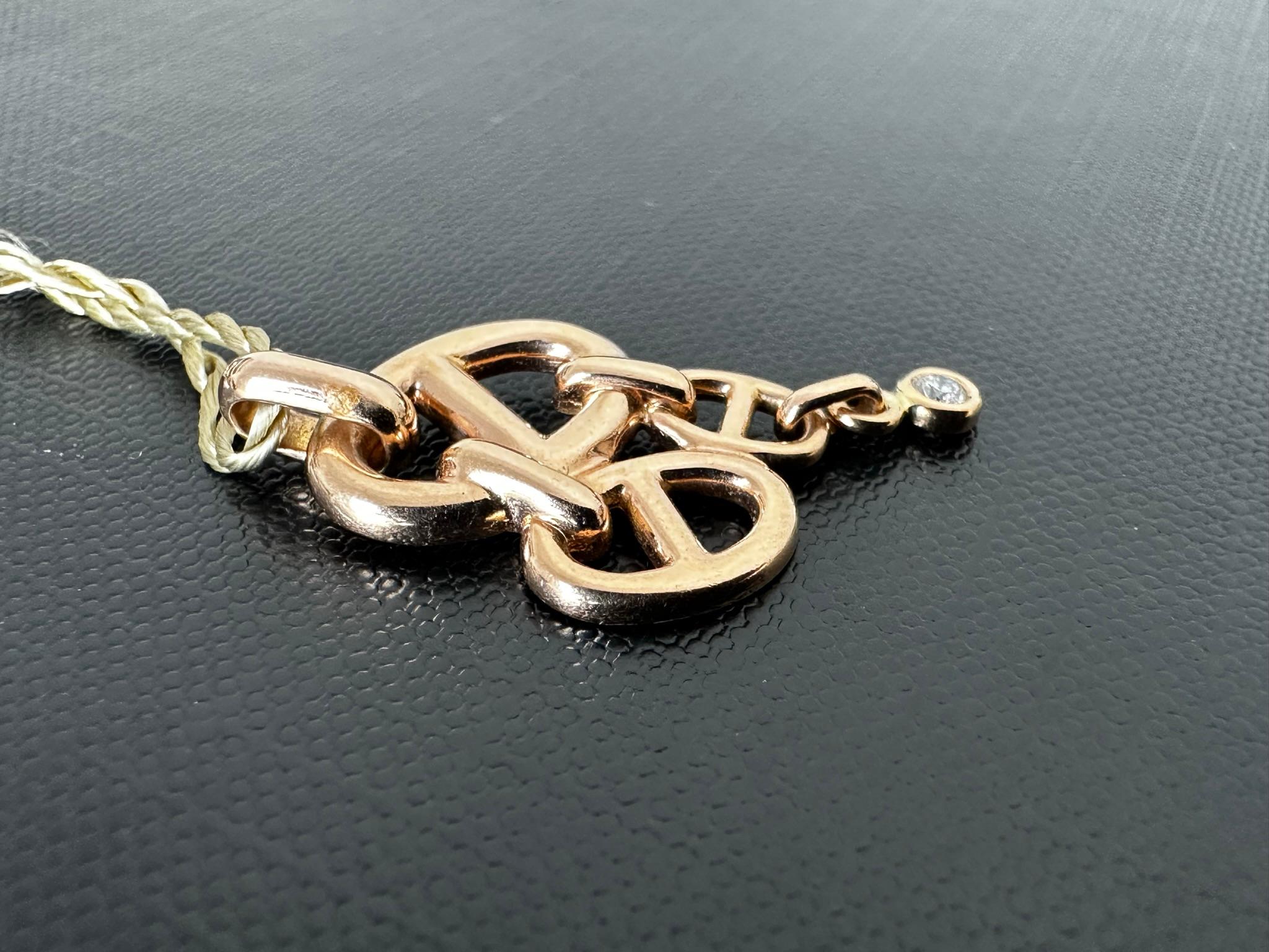 Hermes Chaine d'Ancre Enchainee Pendant 18 karat Rose Gold In Good Condition For Sale In Esch-Sur-Alzette, LU