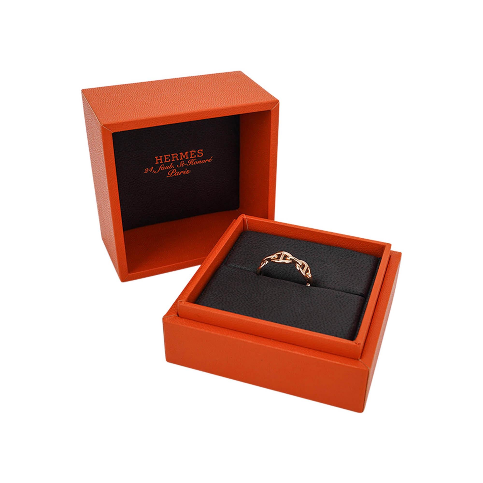 Hermes Chaine d'Ancre Enchainee Ring kleines Modell 18k Rose Gold 51 Damen im Angebot