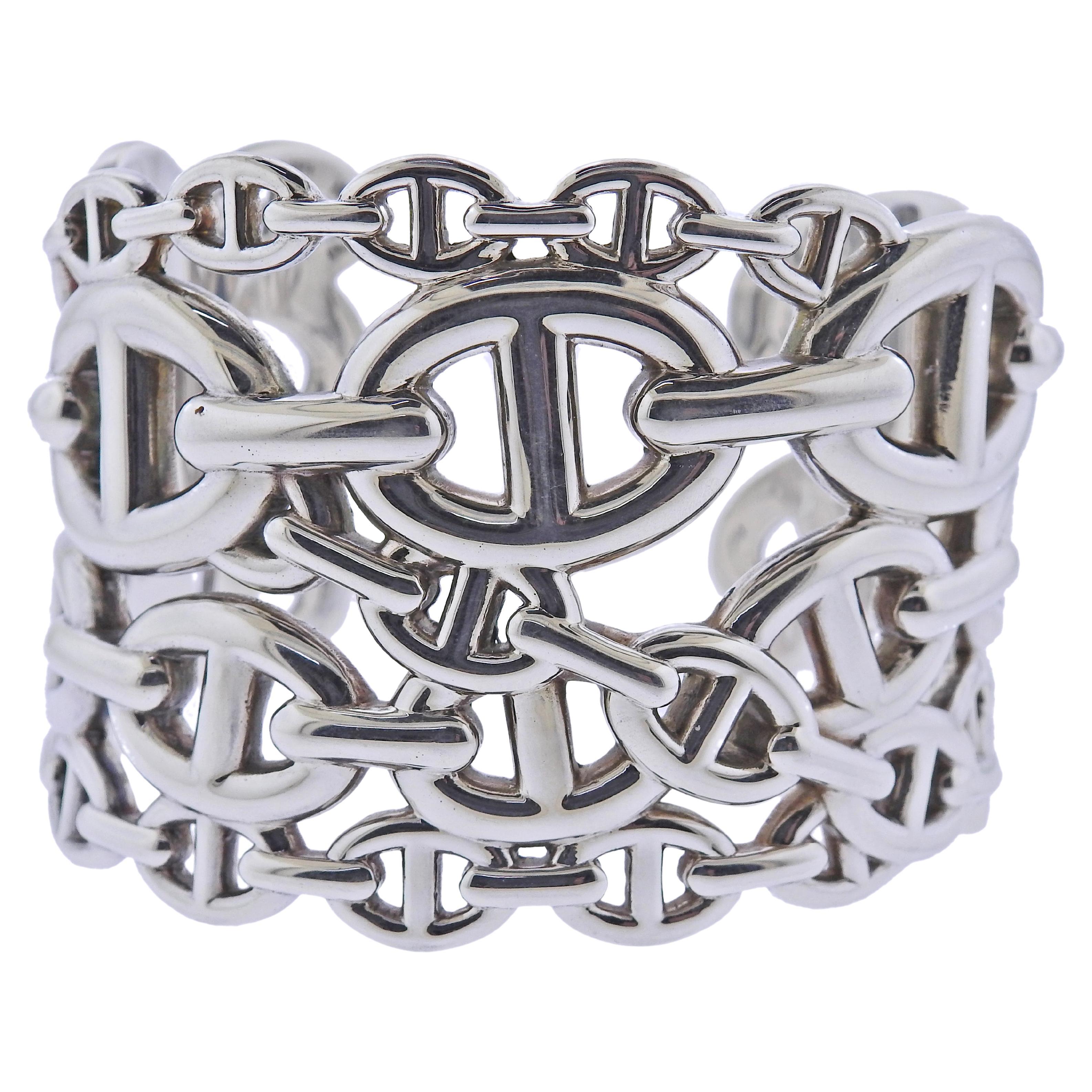 Hermes Chaine D'Ancre Enchainee Silver Cuff Bracelet