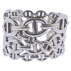 Hermes Chaine D'Ancre Enchainee Silver Cuff Bracelet