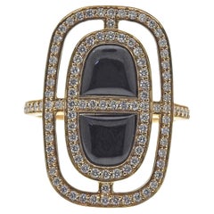 Hermes Chaine D'Ancre Gold Onyx Diamond Ring