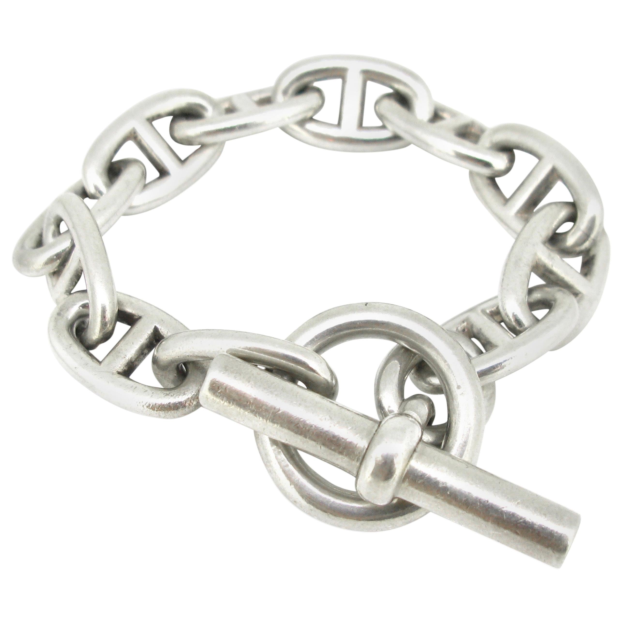 Hermès Chaine d’Ancre Large Model Silver Chain Link Bracelet
