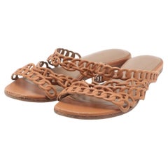 Hermès Chaîne d'Ancre Leder Sandale Brown