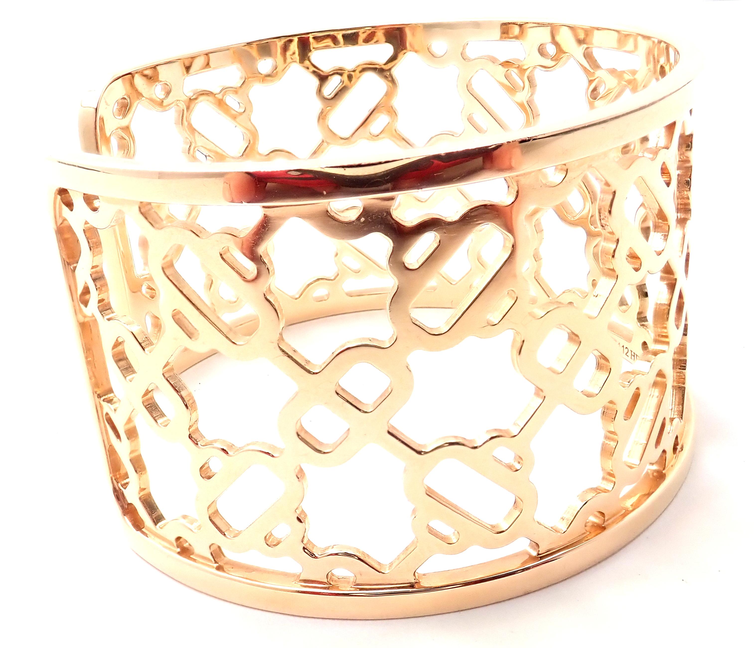 18k Rose Gold Chaine d'Ancre Passerelle Cuff Bangle Bracelet by Hermes. 
Details: 
Size: Length: 6
