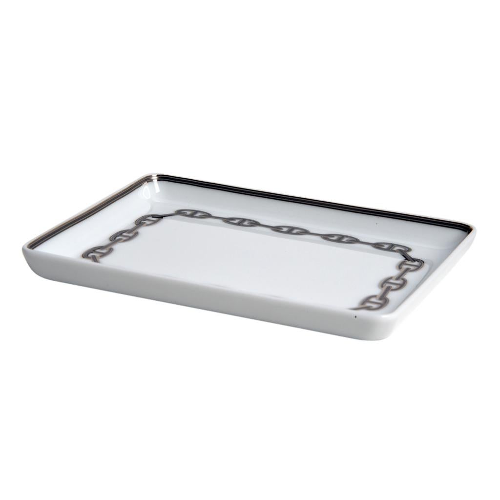 Gray Hermes Chaine D'Ancre Platinum Tray Sushi Plate Porcelain