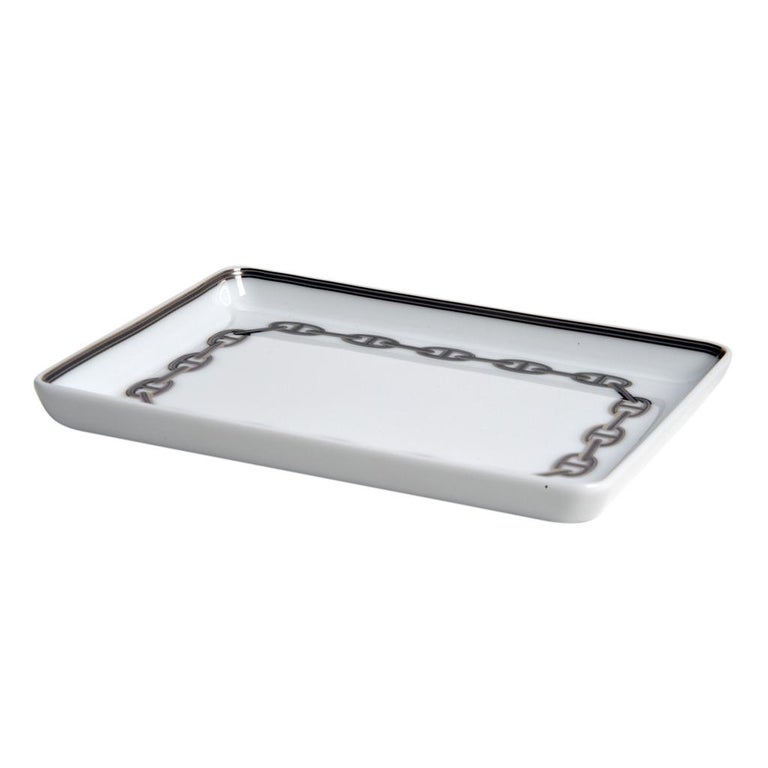 Hermes Chaine D'Ancre Platinum Tray Sushi Plate Porcelain at 1stDibs
