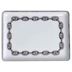 Hermes Chaine D'Ancre Platinum Tray Sushi Plate Porcelain
