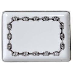 Hermès Chaine D'Ancre Platinum Tray Sushi Plate Porcelaine