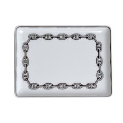 Hermès Chaine D'Ancre Platinum Tray Sushi Plate Porcelaine