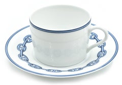 Hermes Chaine D’Ancre Porcelain Cup and Plate Set
