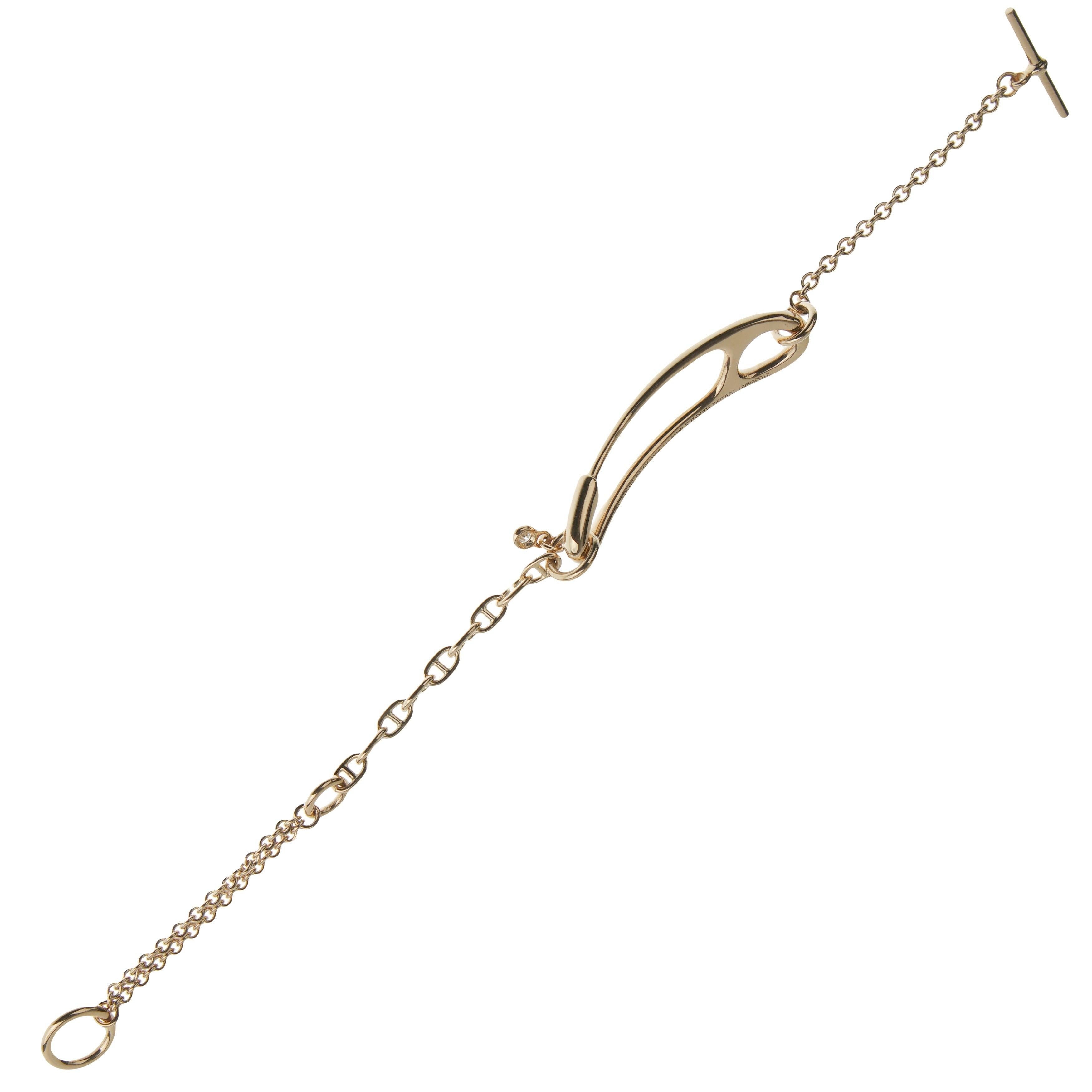 The Hermès Chaîne d’Ancre Punk Rose Gold Diamond Bracelet blends rebellious edge with refined luxury. Crafted in warm rose gold, it reimagines the classic anchor chain with a bold, modern twist. A strategically placed diamond highlights the unique