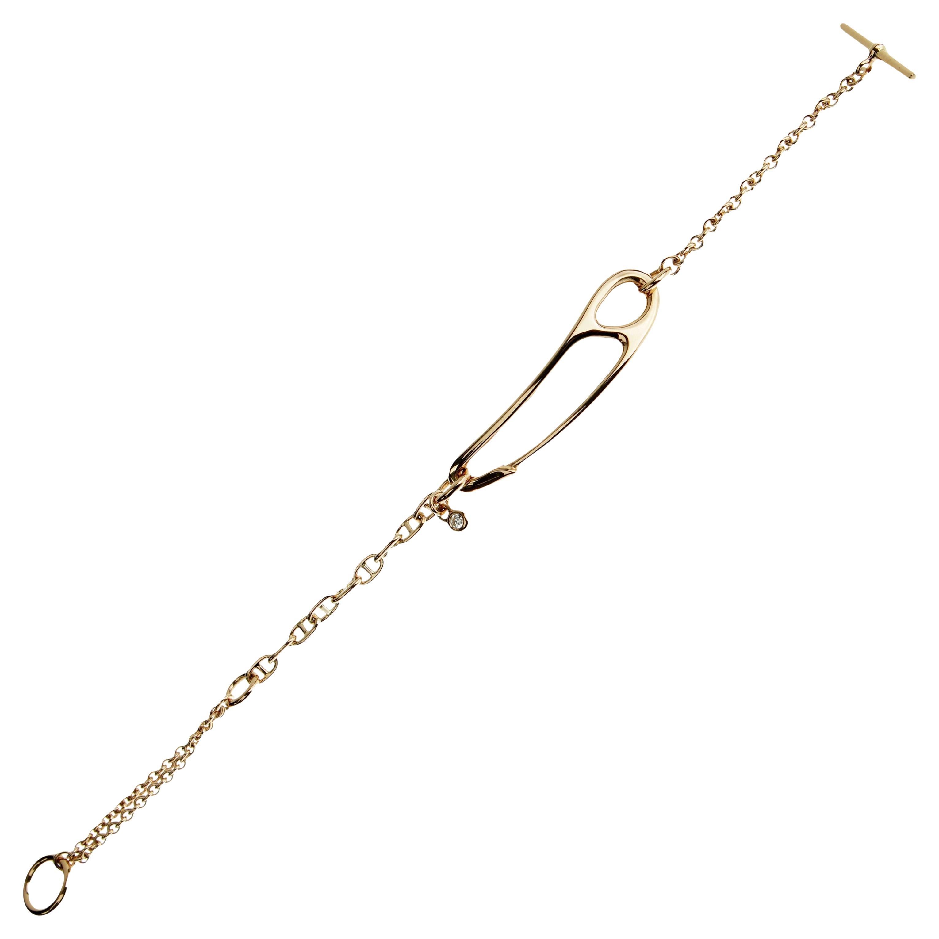Hermes Chaine d'Ancre Punk 18k Rose Gold Diamond Bracelet en venta
