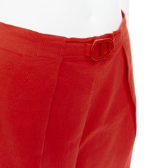 HERMES Chaine D'Ancre short plissé à boucle en coton mélangé rouge FR36 S