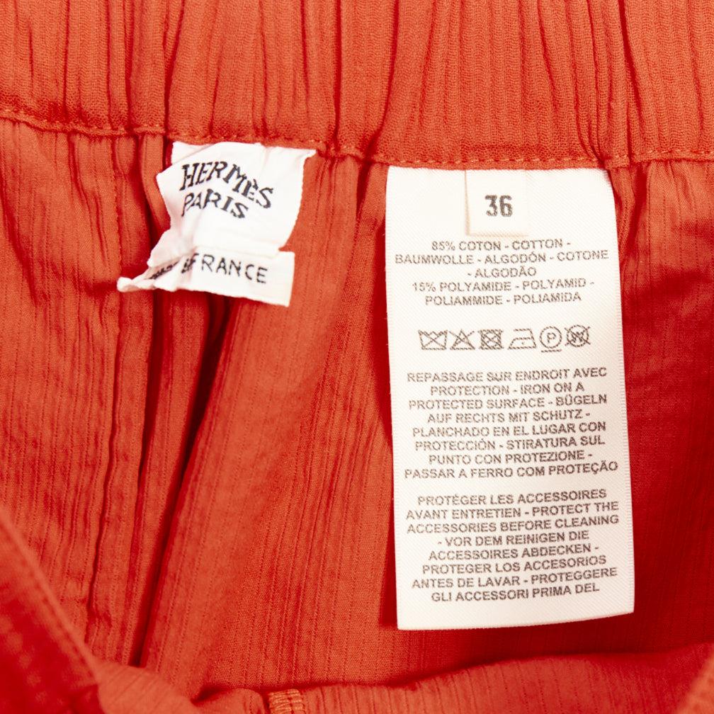 HERMES Chaine D'Ancre red cotton blend buckle pleated shorts FR36 S For Sale 3