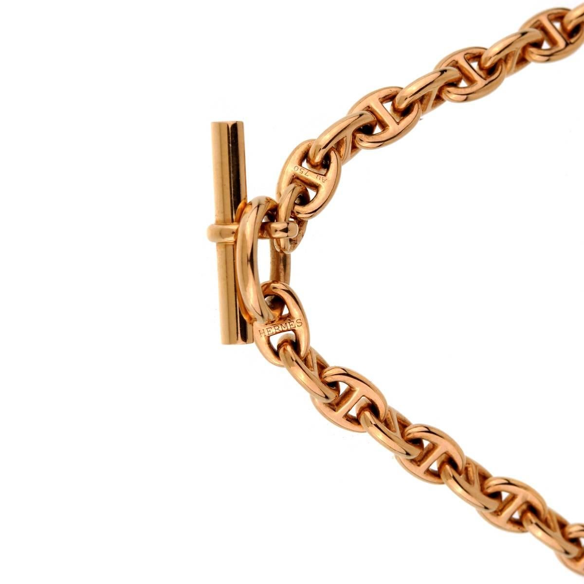 A fabulous Hermes necklace from the Chaine d'Ancre collection taking inspiration from a ship anchor chain, showcasing polished 18k rose gold. 

Sku:906

NECKLACE WIDTH .23