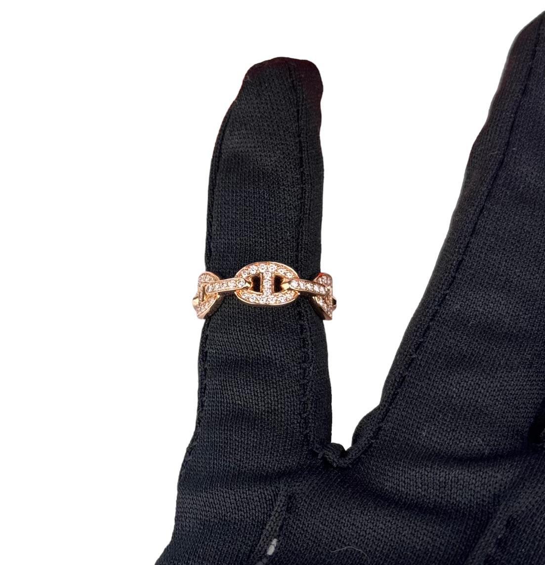 Hermes Chaine D'ancre rose gold ring size 54 sold out retail for over $13,000