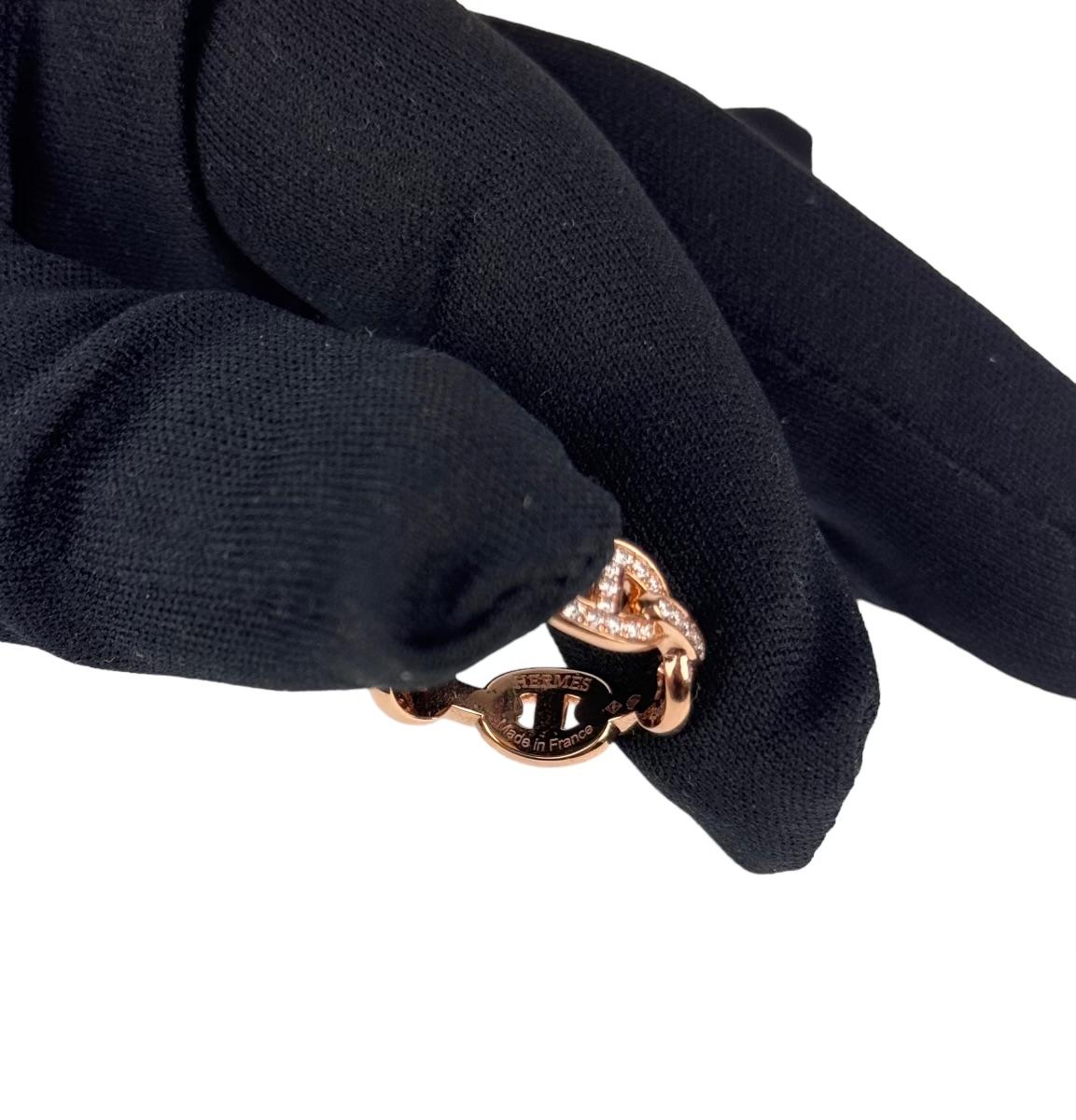 Brilliant Cut Hermes Chaine D'ancre rose gold ring  For Sale