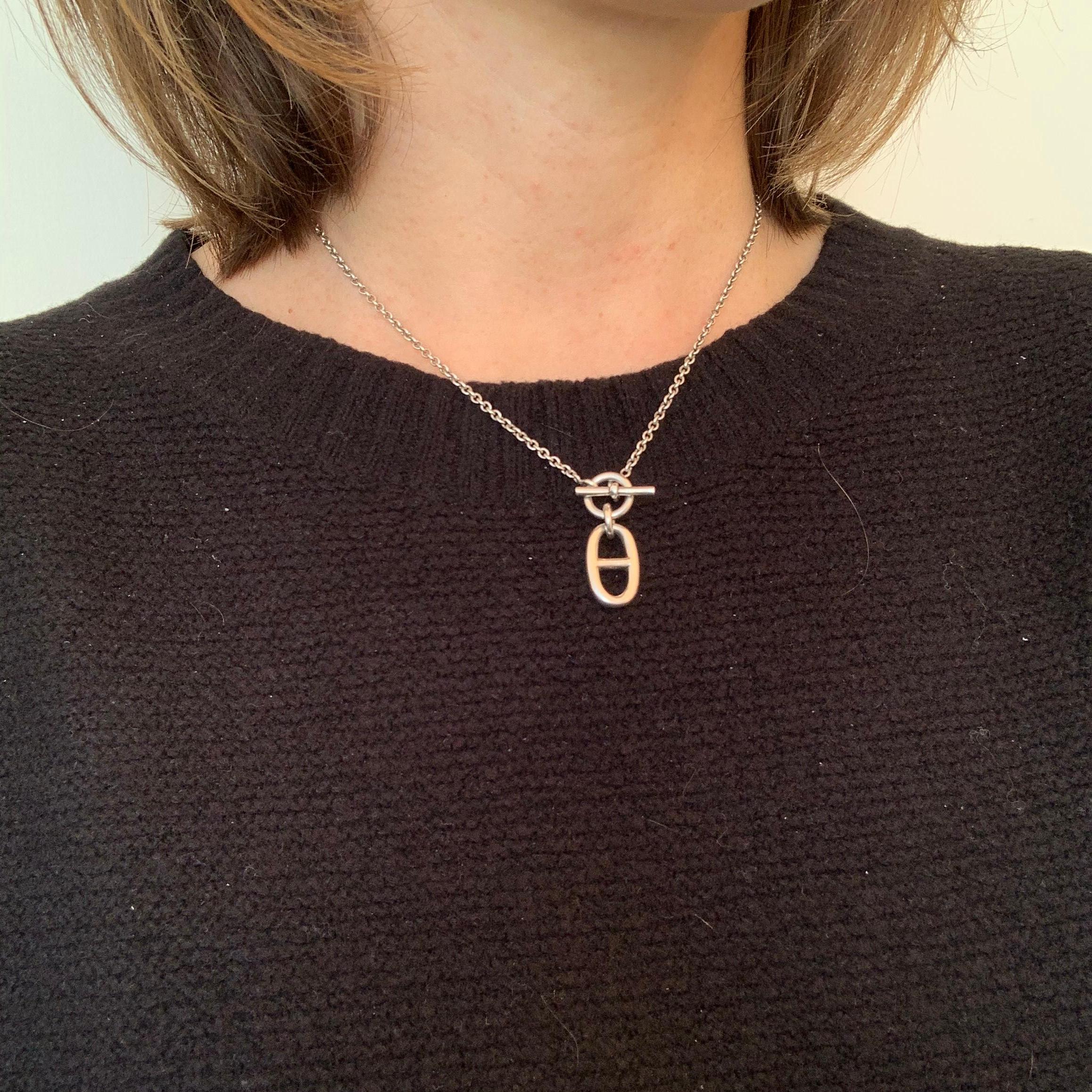 Hermès Chaine D’Ancre Silver Chain Pendant Necklace In Good Condition In London, GB