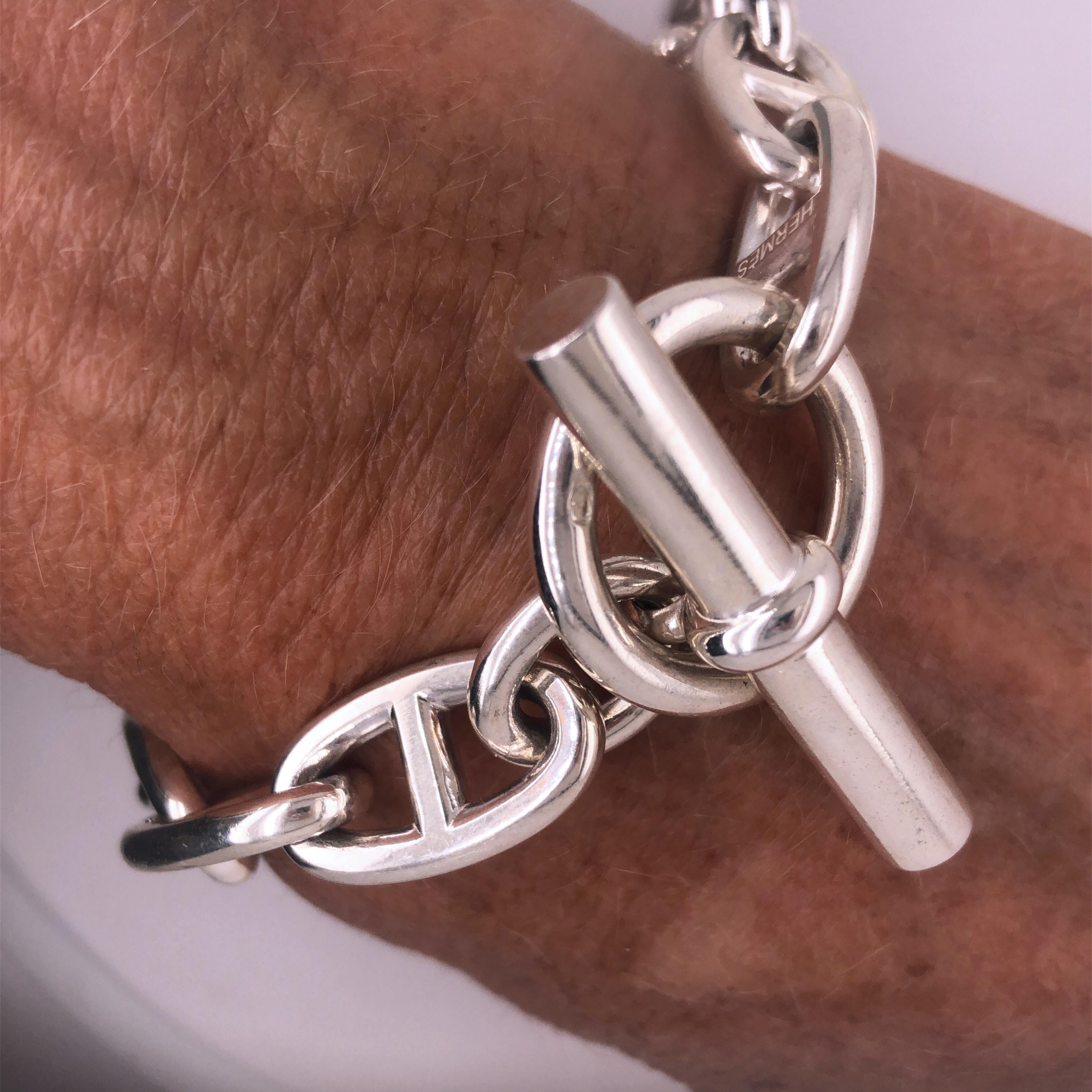 Hermès Chaine D'ancre Sterling Silver Female Bracelet, circa 1995 en venta 6
