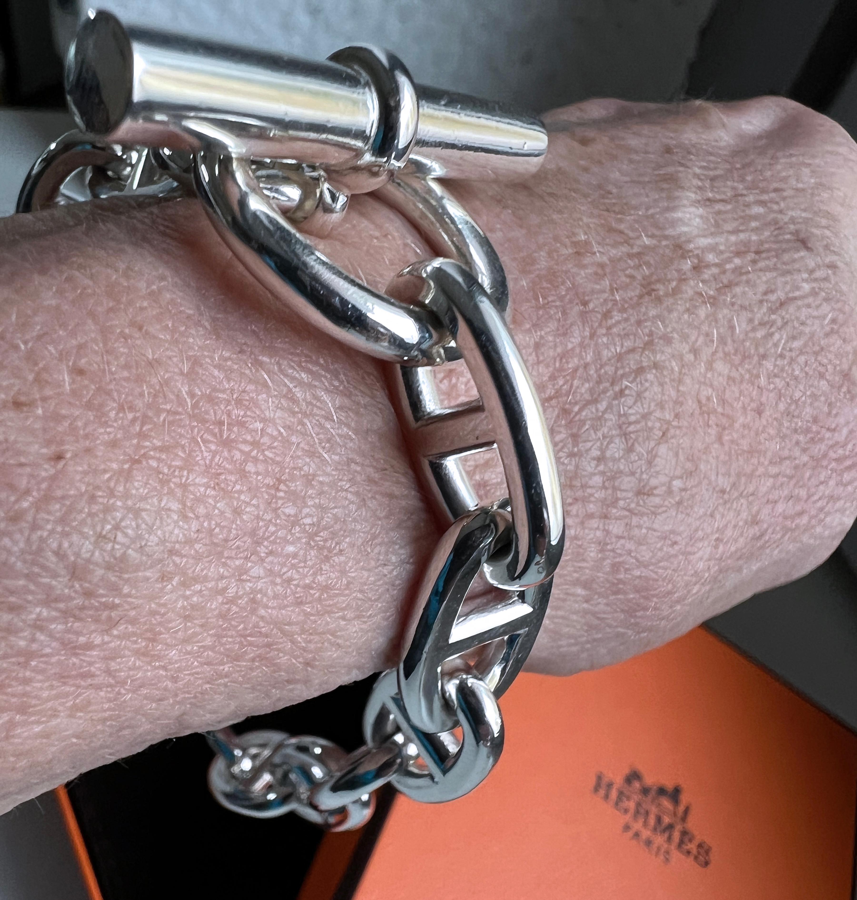 Hermès Chaine D'ancre Sterling Silver Female Bracelet, circa 1995 en venta 7