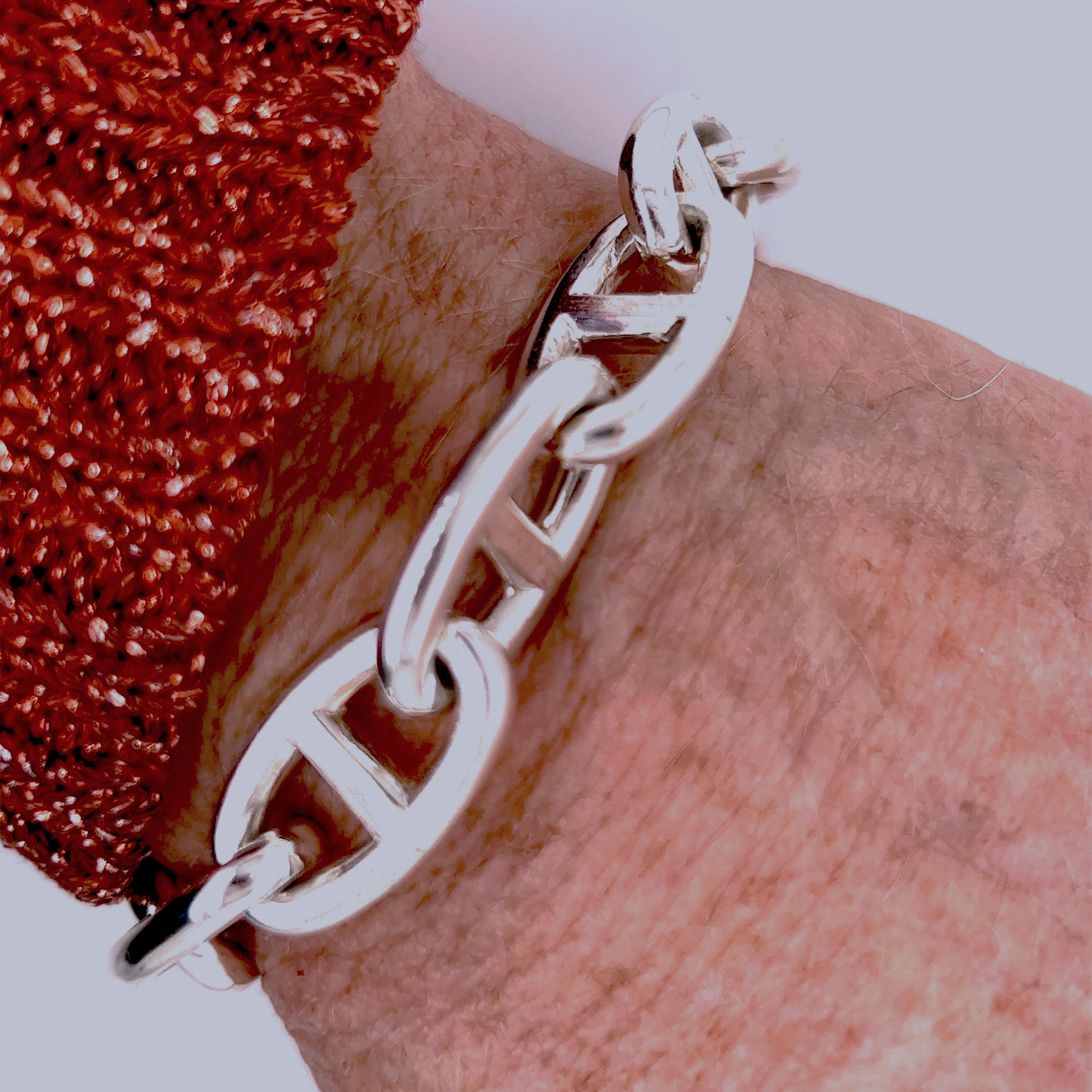 Hermès Chaine D'ancre Sterling Silver Female Bracelet, circa 1995 In Excellent Condition In Valenza, IT