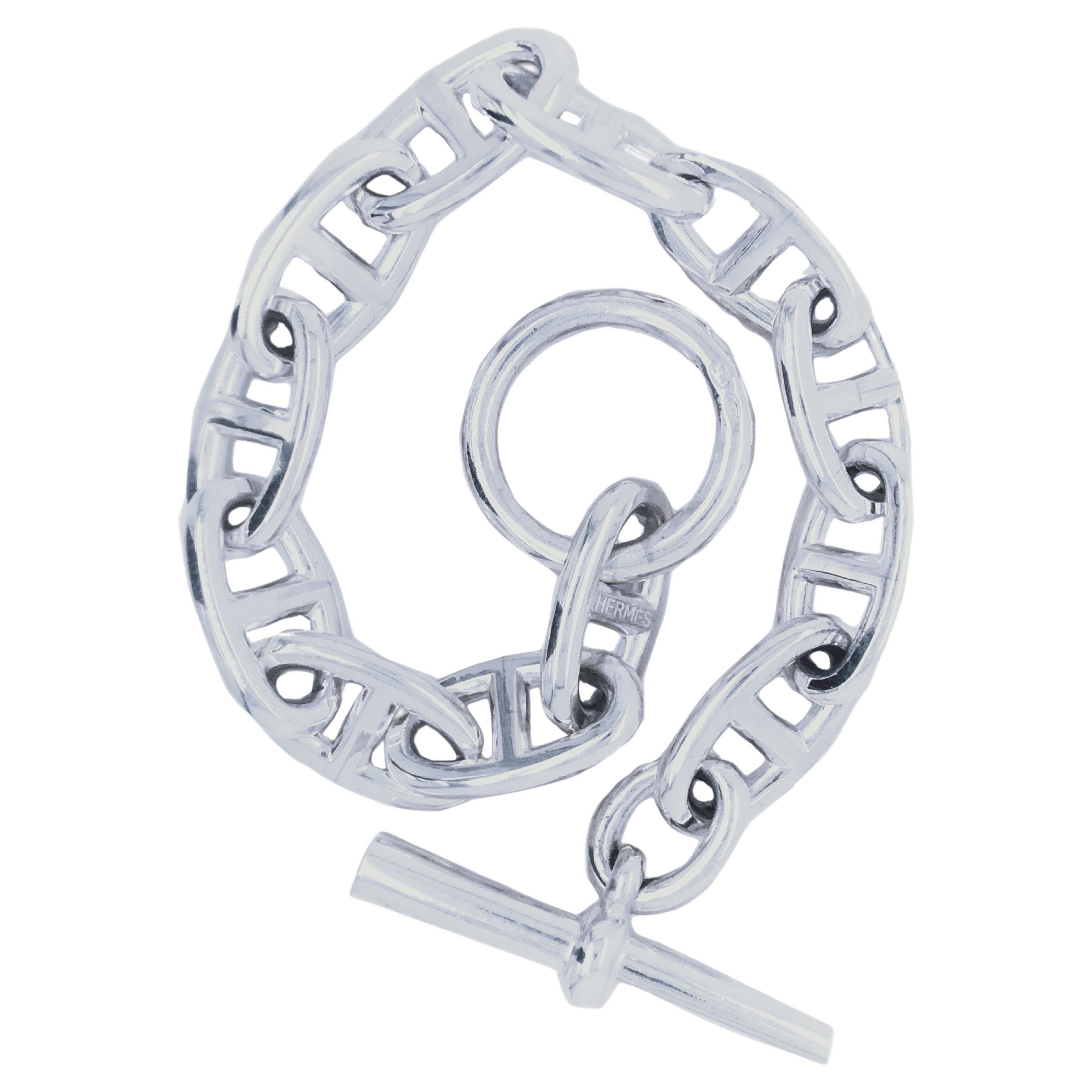 Hermès Chaine D'ancre Sterling Silver Female Bracelet, circa 1995 en Excelente estado para la venta en Valenza, IT