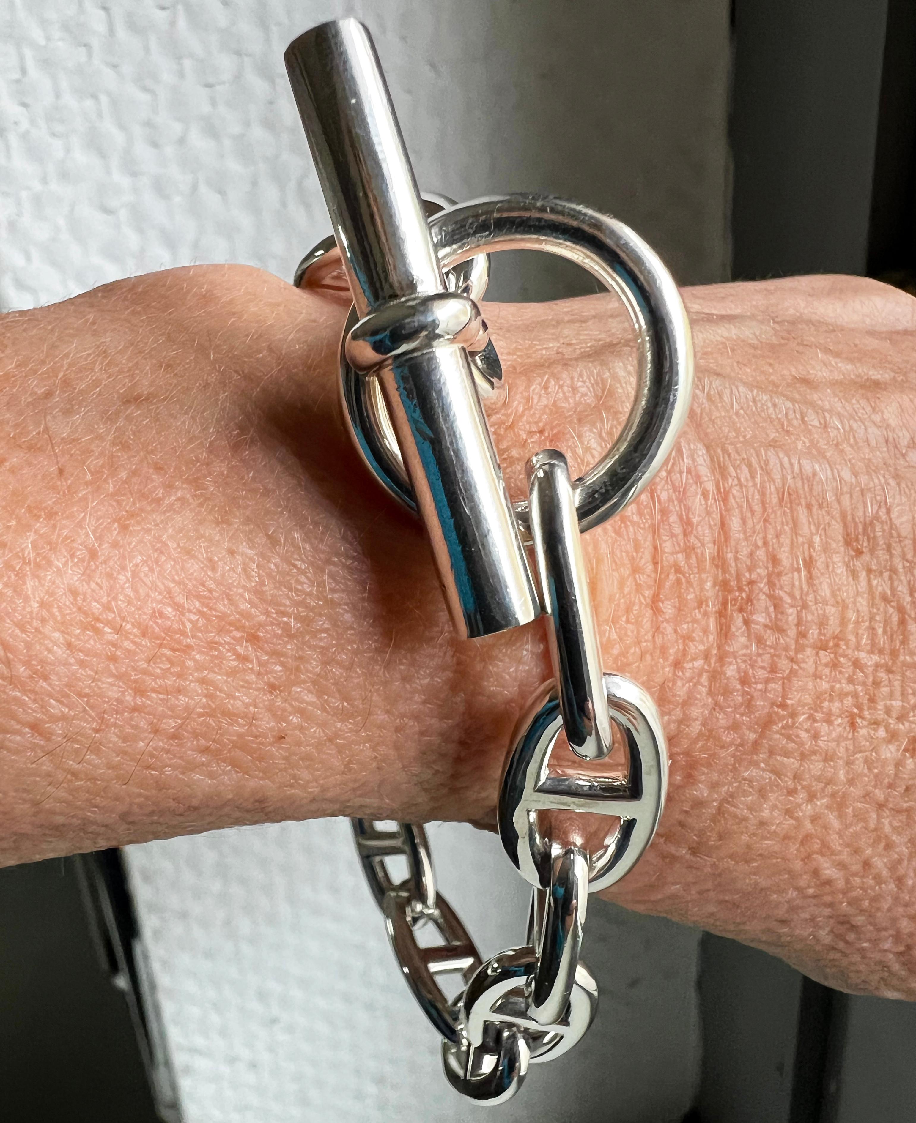 Hermès Chaine D'ancre Sterling Silver Female Bracelet, circa 1995 en venta 2