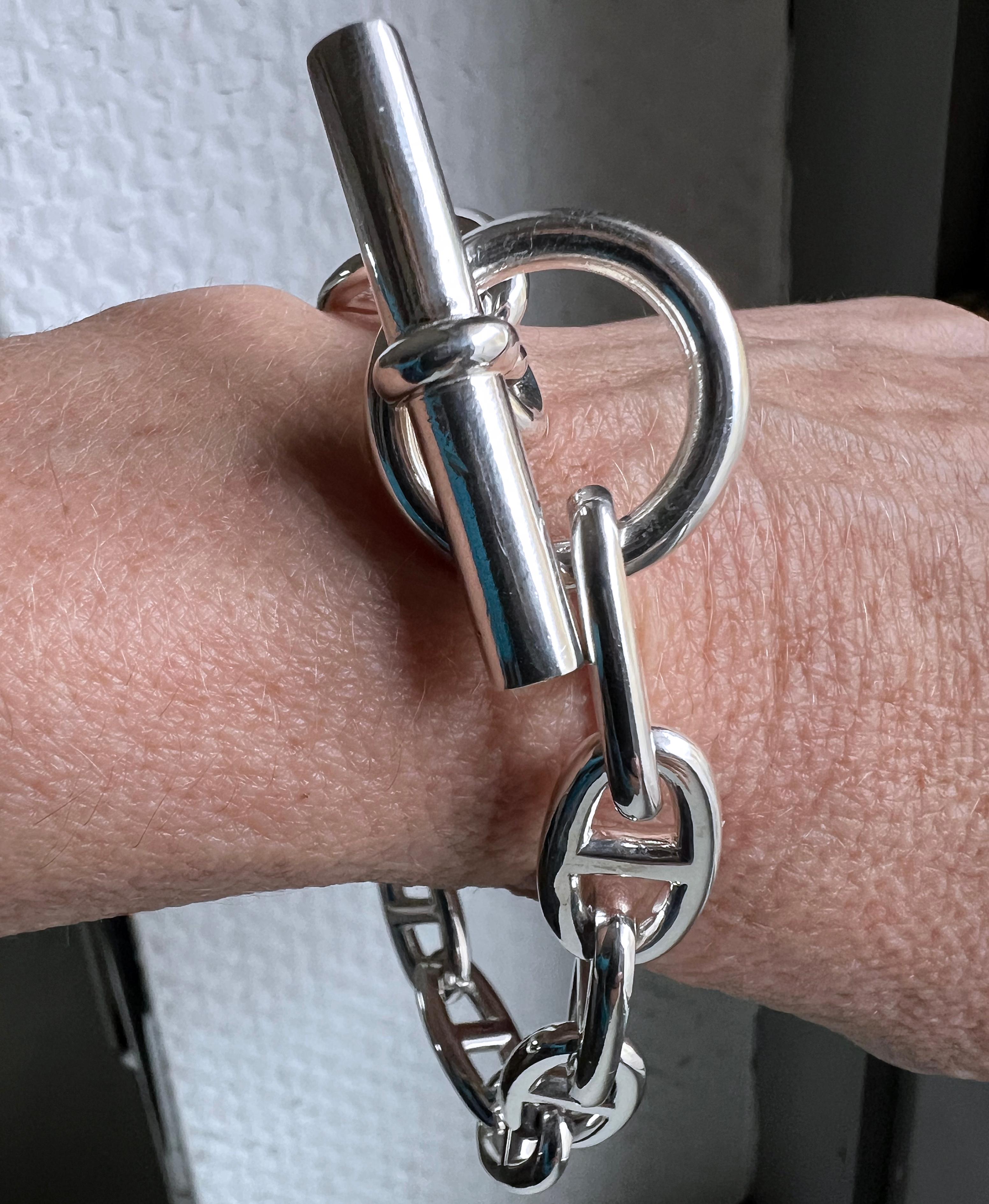 Hermès Chaine D'ancre Sterling Silver Female Bracelet, circa 1995 en venta 3