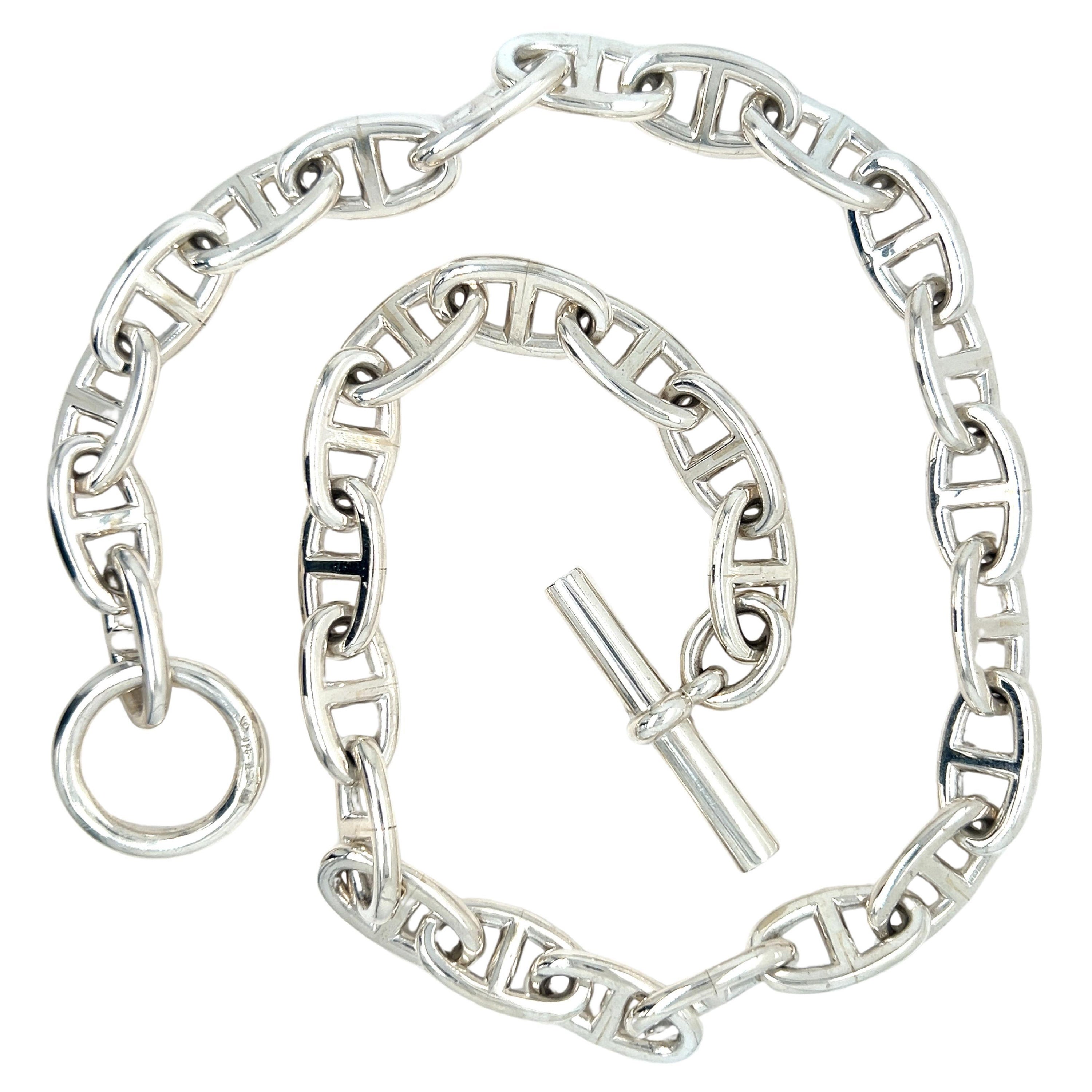 Hermès Chaine D'ancre Sterling Silber Halskette, um 1995 im Angebot