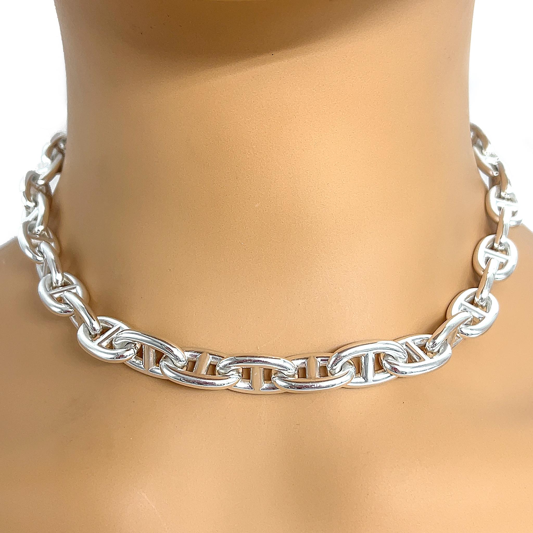 Hermes Chaine D'Ancre Sterling Silver Necklace In Good Condition In New York, NY