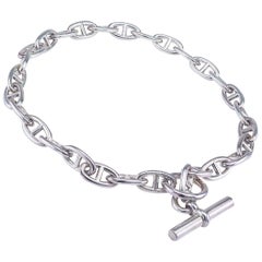 Hermes Chaine d'Ancre Collier en argent sterling Grand Modèle