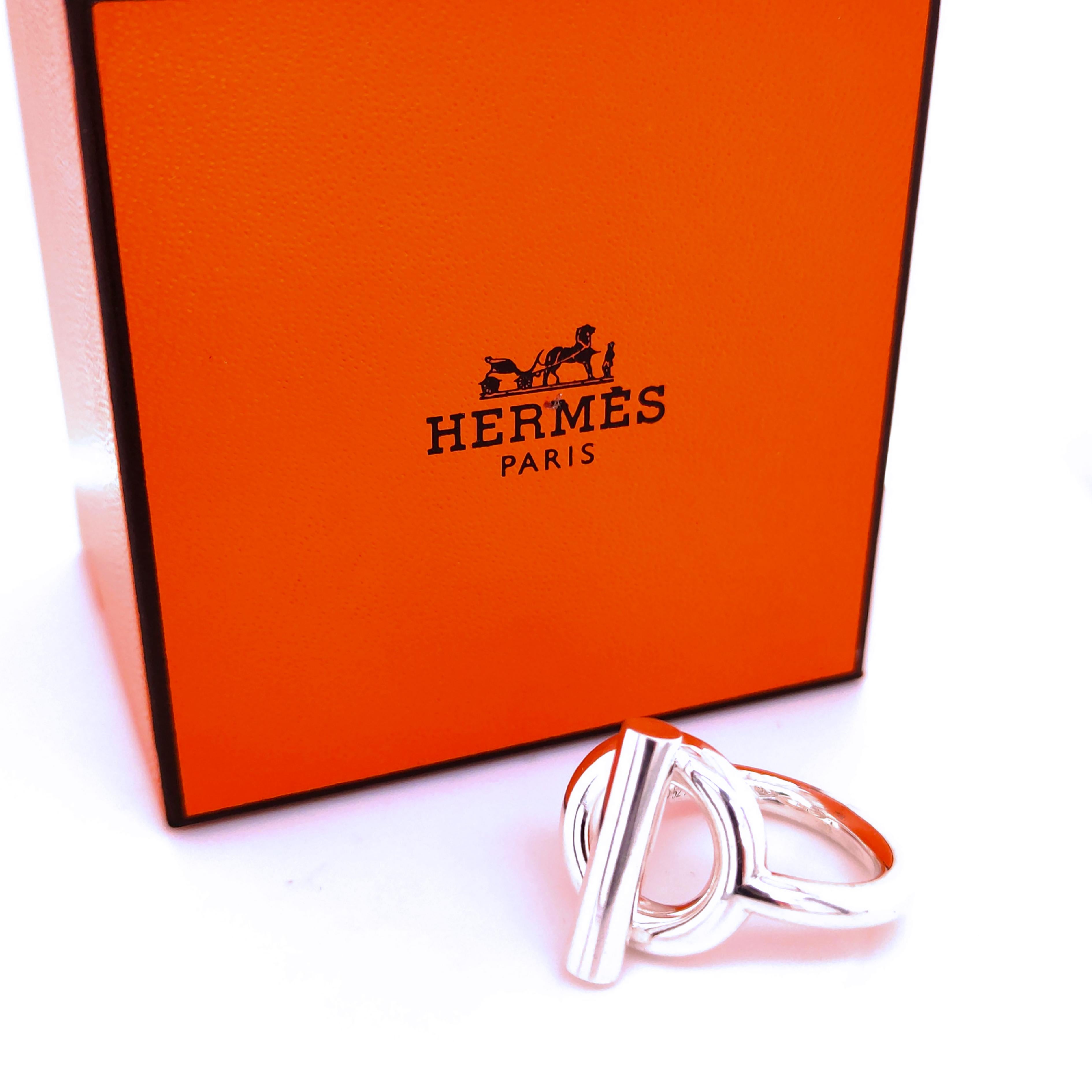 Women's or Men's Hermès Chaine D'ancre Sterling Silver Ring, circa 1995