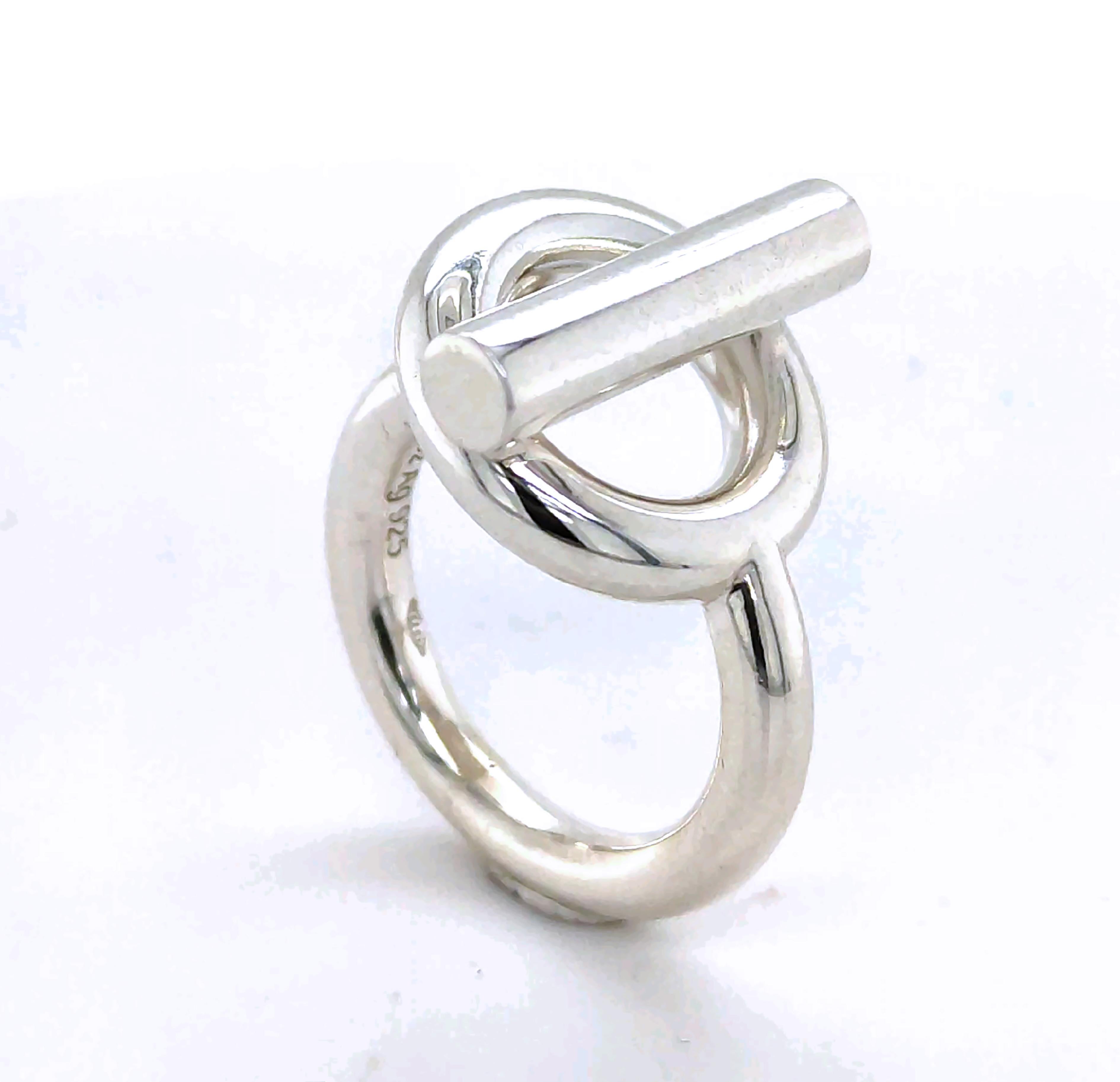 da uomo o donna Anello Hermès Chaine D'ancre in argento, circa 1995 in vendita