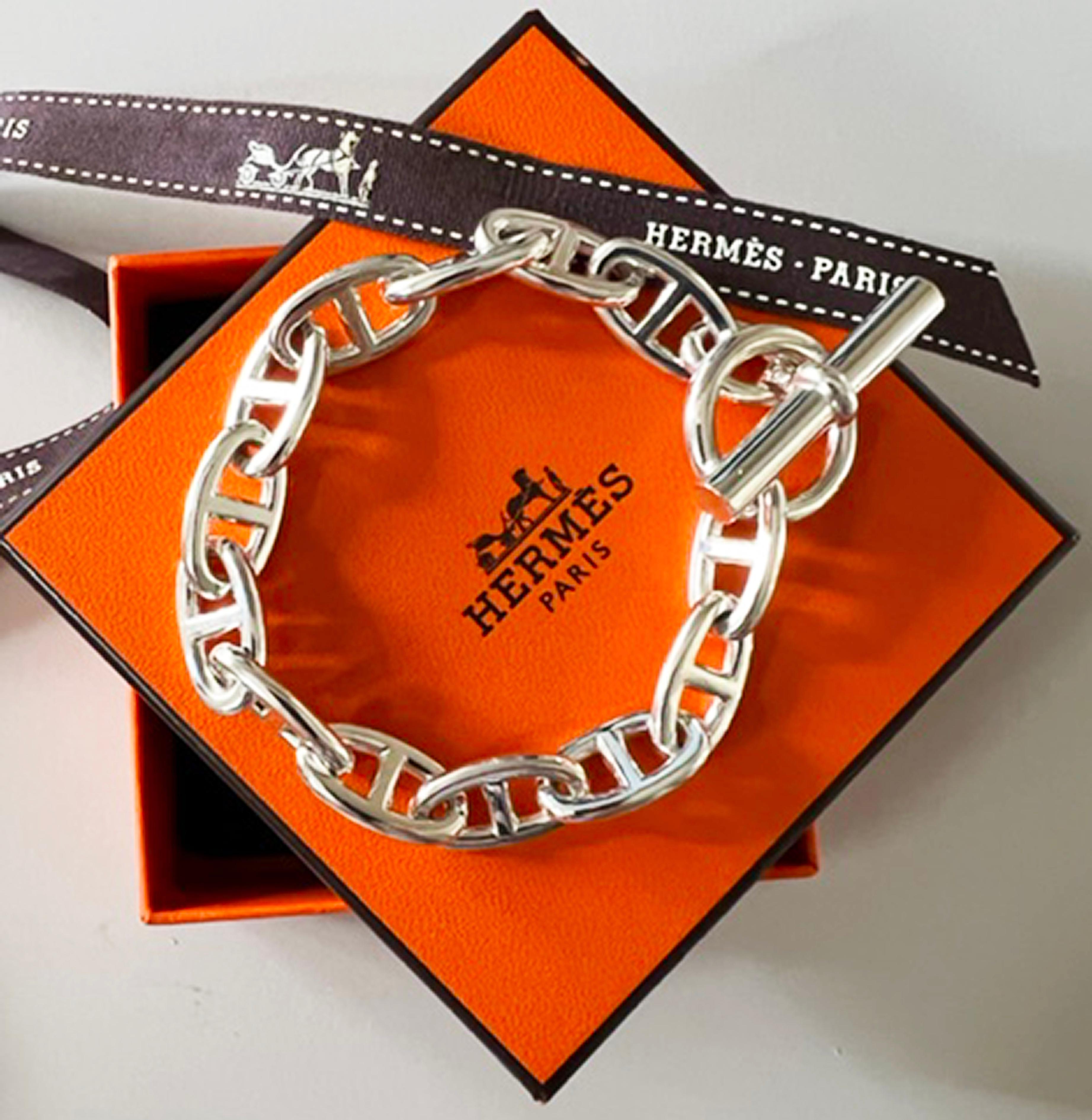 Hermès Chaine D'ancre Sterling Silver Unisex Bracelet, circa 1995 9