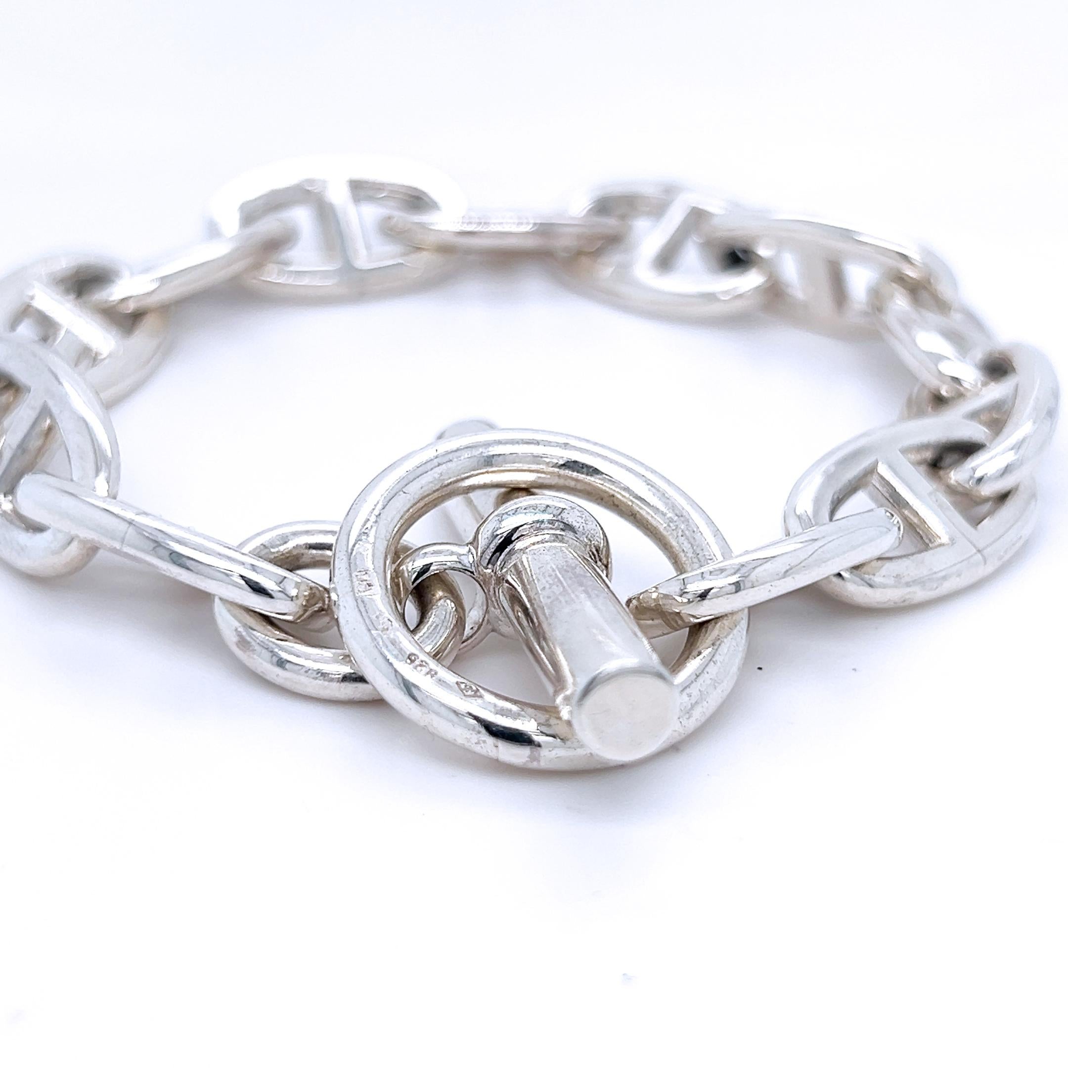 Hermès Chaine D'ancre Sterling Silver Unisex Bracelet, circa 1995 In Excellent Condition In Valenza, IT