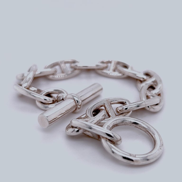 Hermès Chaine D'ancre Sterling Silver Unisex Bracelet, circa 1995 For Sale 1