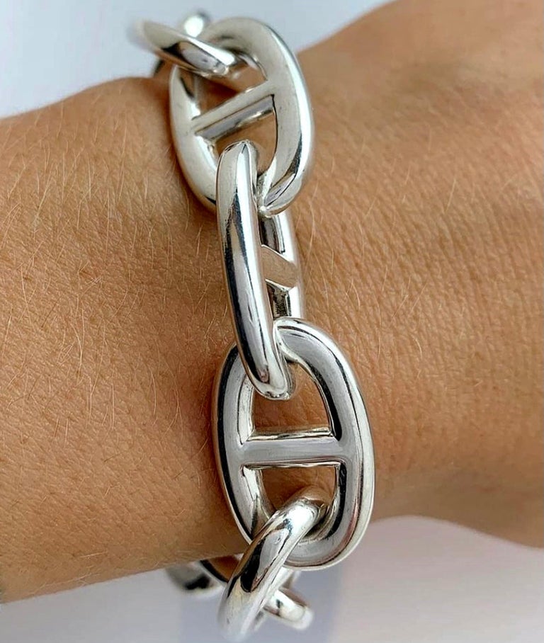 Hermès Chaine d'Ancre Sterling Silver Unisex Bracelet, circa 2010 at 1stDibs