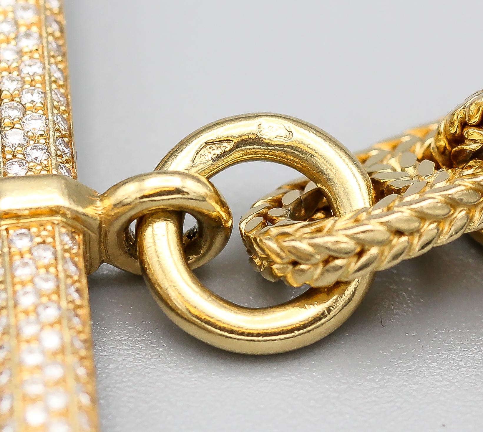Women's Hermès Chaine D'Ancre Tresse Diamond 18 Karat Gold Toggle Link Bracelet