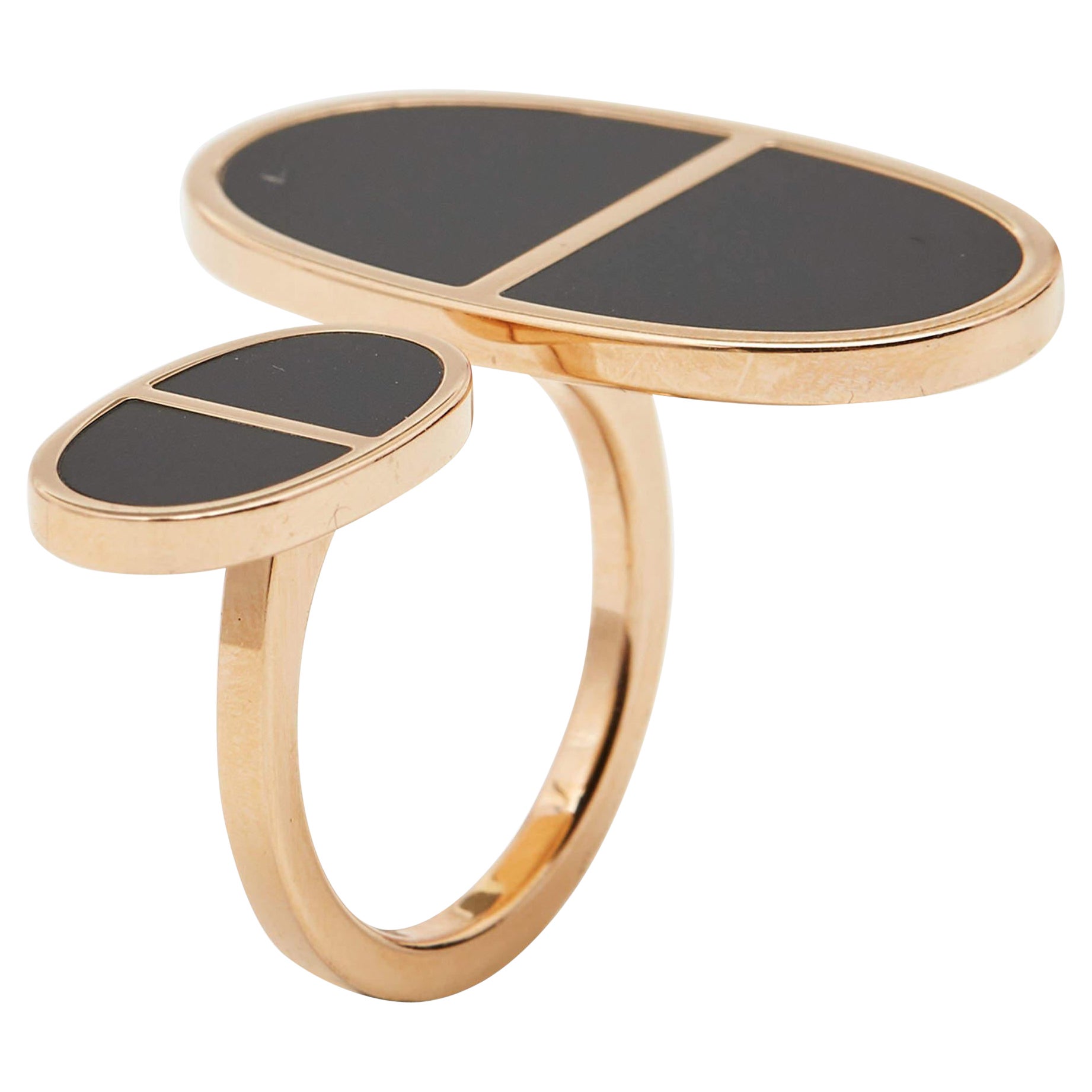 Hermes Chaine d
Ancre Verso Ceramic 18k Rose Gold Very Large Model Ring Size 52