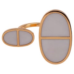 Hermes Chaine d'ancre Verso White Ceramic 18k Rose Gold Ring