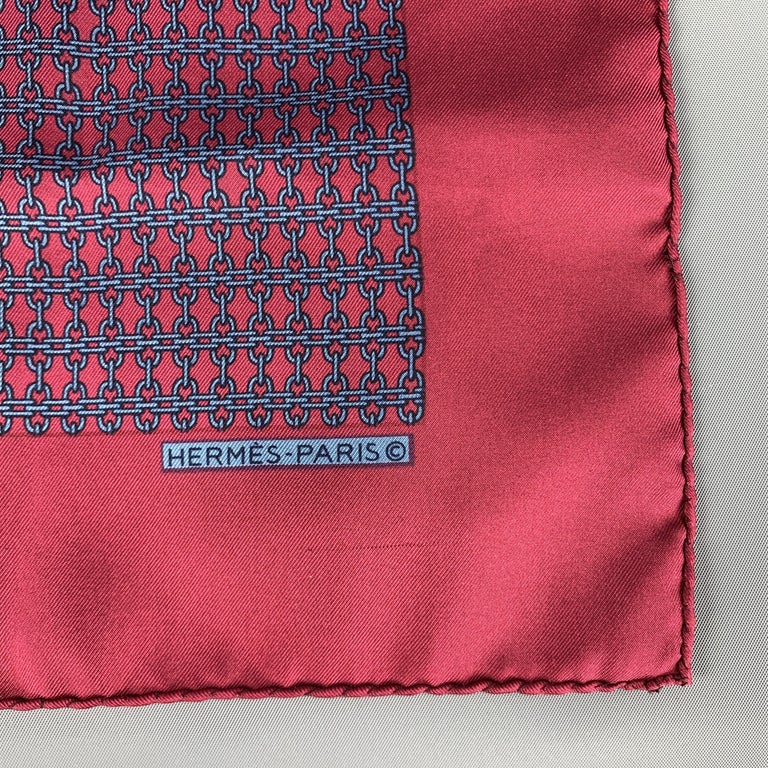 HERMES Chainlink Burgundy Silk Pocket Square at 1stDibs hermes pocket