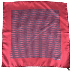 Vintage HERMES Chainlink Burgundy Silk Pocket Square