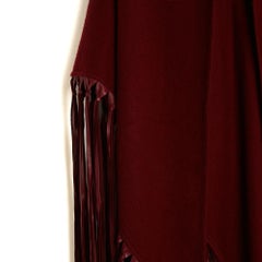 Hermès Chale Triangle a franges 1990s Cashmere and Leather Fringes Shawl Hermes