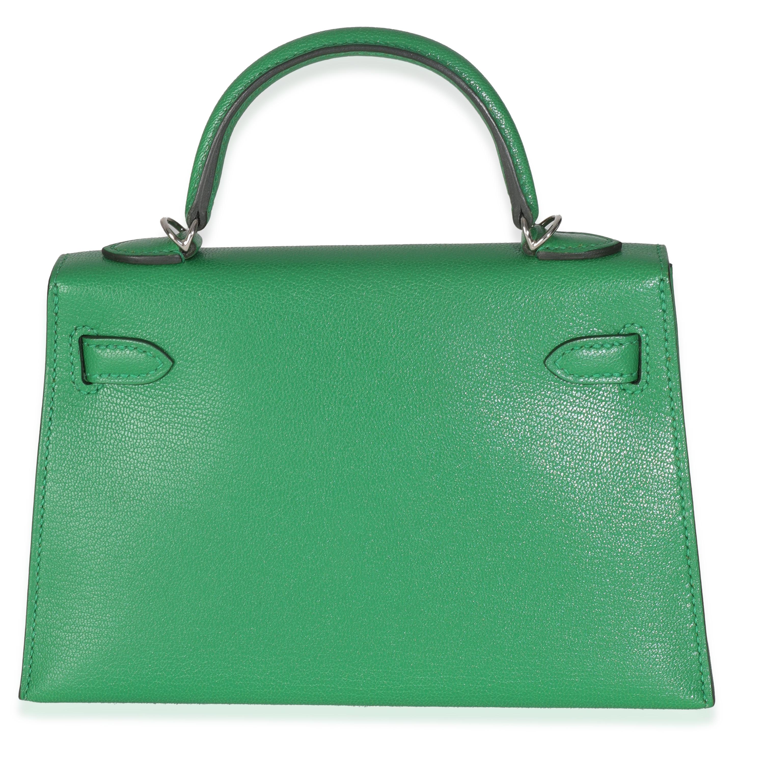 Hermès Chamkila Chevre Bamboo Mini Sellier Kelly 20 II PHW In New Condition For Sale In New York, NY