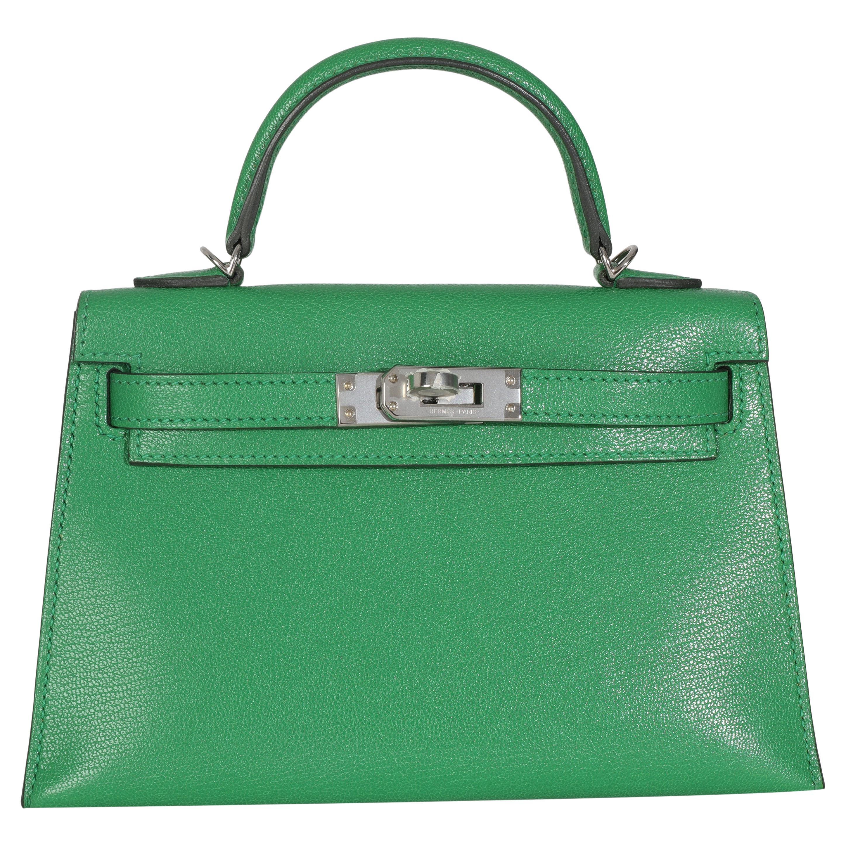 Hermès Chamkila Chevre Bamboo Mini Sellier Kelly 20 II PHW For Sale