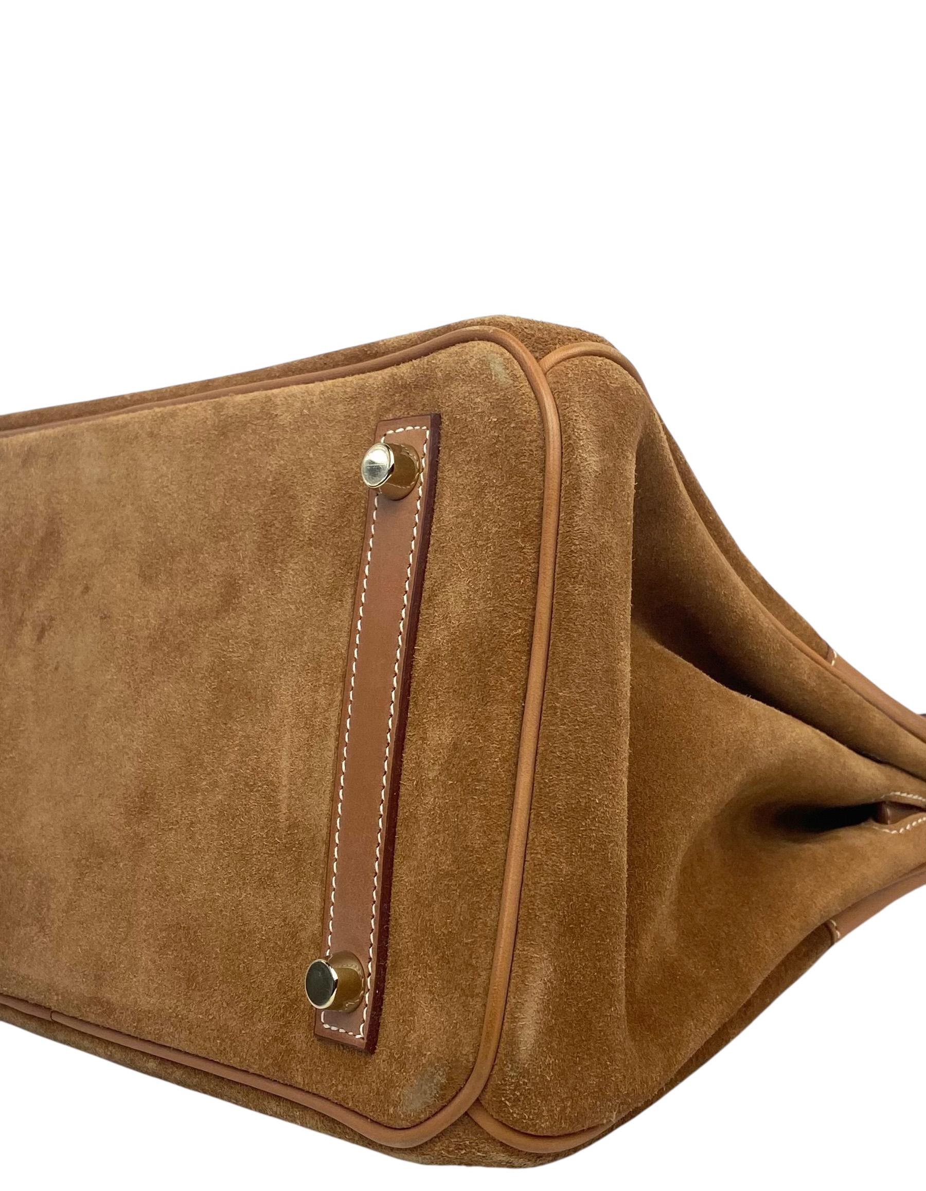 Women's Hermes Chamois/Gold Grizzly/Swift 30cm Birkin Bag with Goldtone Hardware For Sale