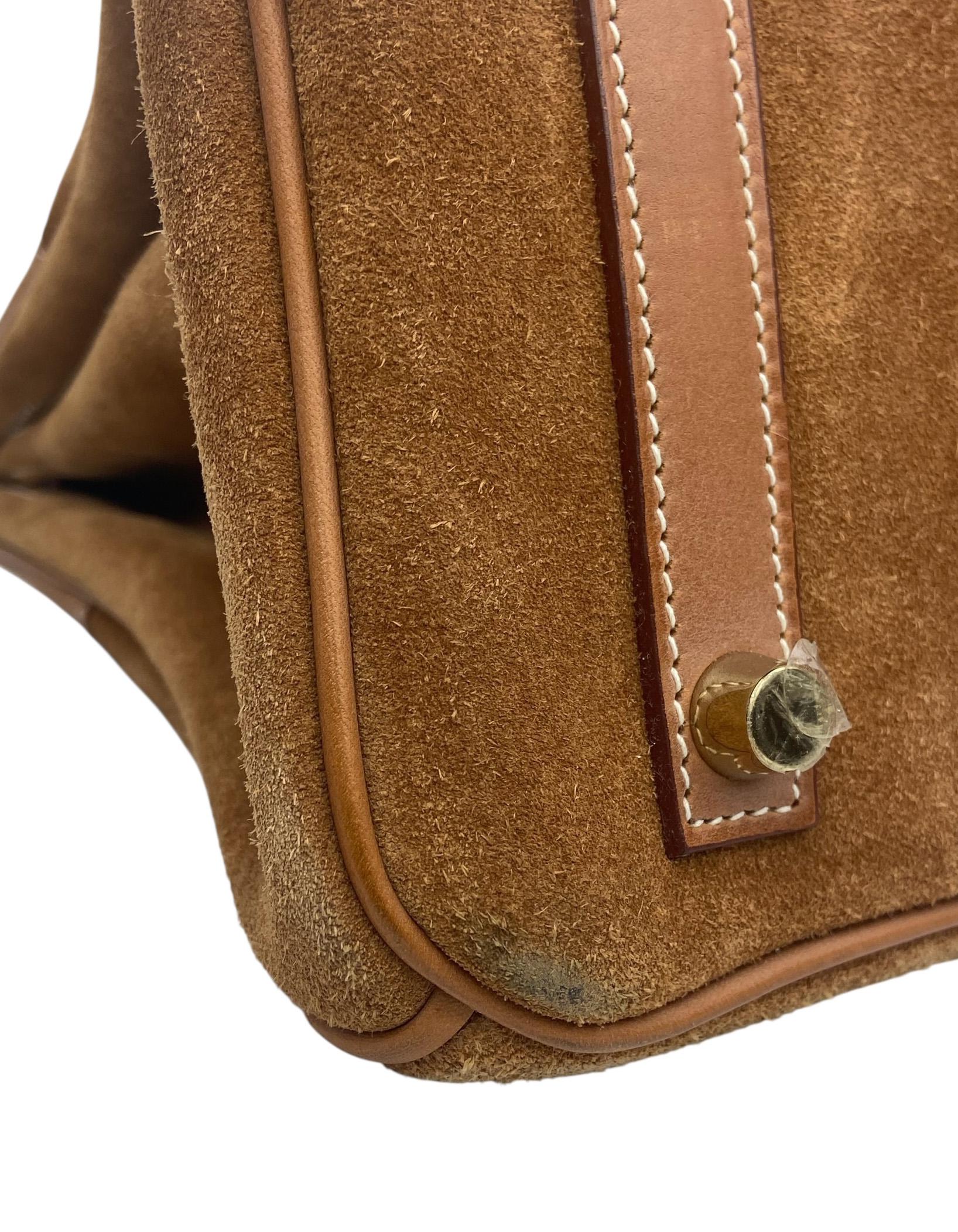 Hermes Chamois/Gold Grizzly/Swift 30cm Birkin Bag with Goldtone Hardware For Sale 1