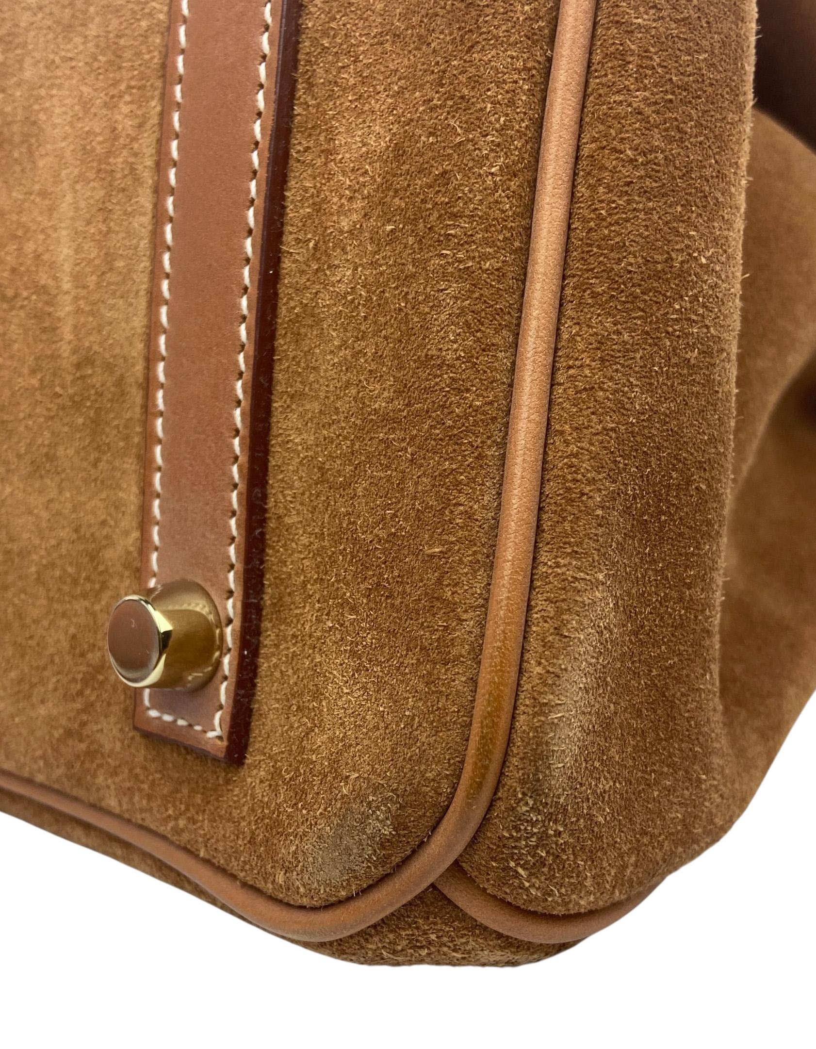 Hermes Chamois/Gold Grizzly/Swift 30cm Birkin Bag with Goldtone Hardware For Sale 2